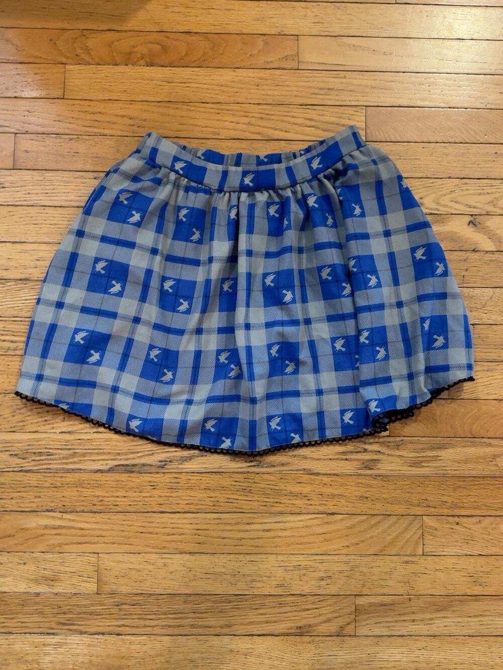 Harry Potter Ravenclaw Womens M Blue Plaid Skater Skirt Raven Print Pockets